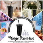 24Pcs Black & White Tumblers with Straw & Lid - 24oz Coffee Cups - Image 5