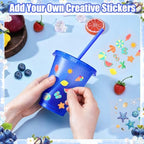 24 Pcs Plastic Tumblers with Lids and Straws, Reusable Cups with Lids Plastic Colorful Cups for Party Birthday, Iced Coffee Cup Travel Mug Cold Drink Cups Tumblers Bulk (16 oz, Dark Blue) - Image 4