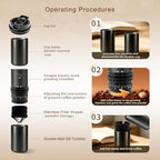 Portable Pour Over Coffee Maker with Grinder, All-in-One Grind and Brew Coffee Maker, Single Serve Travel Coffee Maker for Camping Office, Stainless Steel Drip Kettle, Double-Wall Tumbler - Image 6