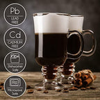 Volarium Irish Coffee Glass Mugs, Latte Cups, Set of 2 Cappuccino and Hot Chocolate Mugs with Handle, Clear Glass Cups for Hot Beverages, 7 3/4 oz - Image 5