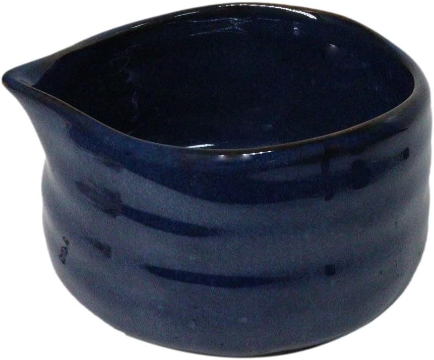 Ebros Gift Traditional Reduction Glazed Technique Ceramic Pottery Japanese Matcha Green Tea Bowl 21oz Ceremony Set With Bamboo Whisk and Spoon 4 Piece Set (Navy Blue) - Image 3