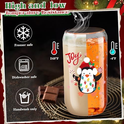 Umigy 12 Pack Christmas Glass Cups 16 oz Drinking Glasses,Chic Style - Image 3