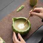 Matcha Whisk Set, 8-Piece 3D Cactus Design Ceramic Set with Glazed Bowl, Bamboo Whisk & Sifter, Easy Clean (Sky blue) - Image 2