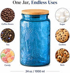 ANSQU 2 Pack Blue Glass Jars with Lids, 34oz Coffee Canister - Image 5