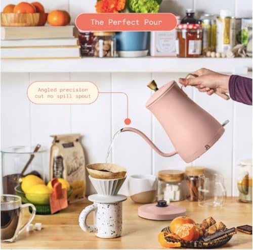 1-Liter Electric Gooseneck Kettle 1200 W, Rose Pink - Image 2