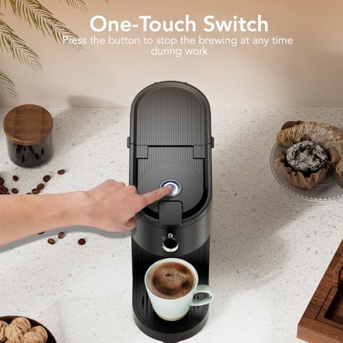 Single Serve Coffee Maker – Brew with Coffee Pods & Grounds, Compatible with Kcup Coffee Pods, Small Sizes Up to 6 8 10 12 14 Oz, 14 Oz Water Reservoir, Easy to Clean for Office Travel Home, Black - Image 4