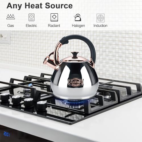 Tea Kettle Stovetop Whistling Kettle Teapot, 3Quart Tea Pot Stainless Steel Teakettle for Stove Top with Heat Proof Ergonomic Handle - Image 5