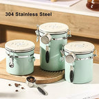Coffee Containers,Coffee Canister For Ground Coffee,Coffee Canister Mint Green Food Grade Stainless Steel Airtight Coffee Container(Mint Green1.8L) - Image 2