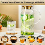 Buaic 2 PACK Glass Pitcher with Lid, 68 oz Vintage Water Carafe for Fridge - Image 5
