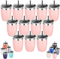 VEGOND Stainless Steel 12 oz Tumblers bulk Vacuum Insulated Double Wall Travel Tumbler with Lid and Straw Reusable Tumbler,Pink 12 pack by VEGOND