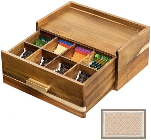 Acacia Wood Tea Bag Organizer with Drawer by liberty