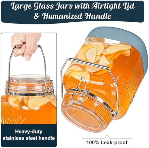 1 Gallon Glass Jar with Lid, 2 Pack Glass Food Storage Containers - Image 3
