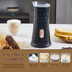 Electric Milk Frother 4-in-1 Milk Steamer with 500W Strong Power for Coffee Latte Cappuccino Hot Cold Foam Maker Quick Heating 240ml Large Capacity (US Plug) - Image 2