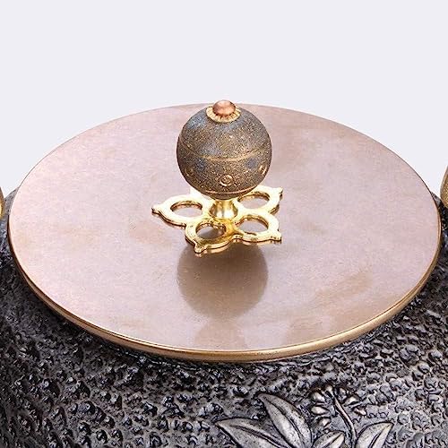 KYUSAR Japanese Cast Iron Teapot Chinese Teapot 1.2L/1200MlL Cast Iron Teapot Tea Pots Iron Teapot Uncoated Iron Teapot Copper Cover Craft Iron Pot Ornaments Tetsubin Tea Pot - Image 4