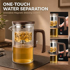 Borosilicate Glass Teapot with One-Touch Water Separation, 720ml Heat-Resistant Tea Pot with Anti-Scald Handle, Clear Teapot for Loose Leaf & Blooming Tea - Image 2