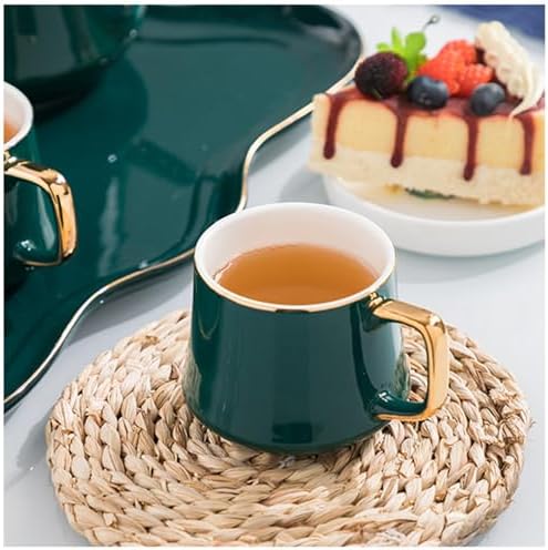 Tea Cups and Ceramic Tray Set of 14 Pieces,Luxury Set with Teapot, Afternoon Tea Coffee Cups, British Porcelain Tea Party Set for Housewarming Gifts - Image 4