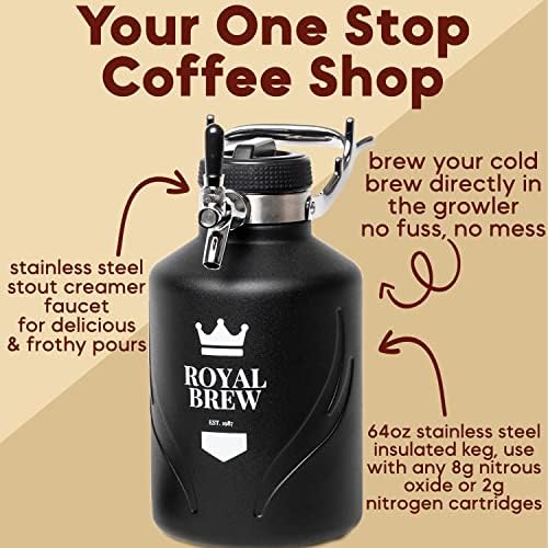 The Original Royal Brew Nitro Cold Brew Coffee Maker - Gift for Coffee Lovers - Quality Nitro Coffee at Home - 64 oz Home Keg, Nitrogen Gas System Dispenser Kit - Image 2