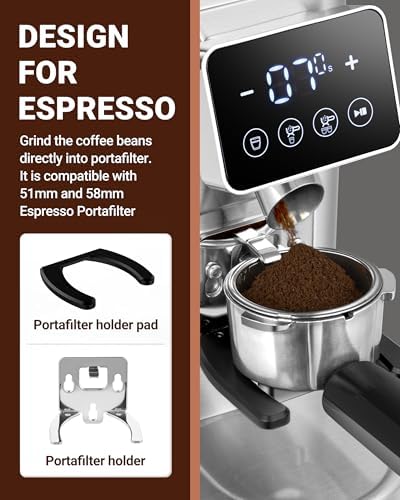 AMZCHEF Coffee Bundle - 48-Setting Conical Burr Grinder (Anti-Static, Timer) & 8-IN-1 Milk Frother Steamer (21oz & 13.5oz, 550W), Home Coffee Station for Espresso, Lattes, Cold Brew & Hot Chocolate - Image 4