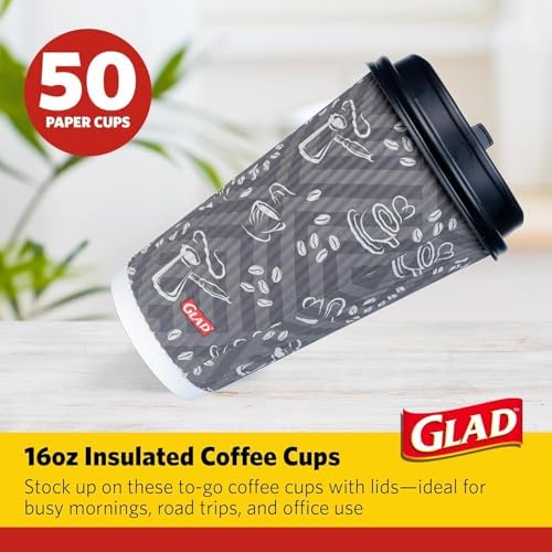 Glad Disposable Coffee Cups with Lids, Java Mocha, 16 Oz, 50 Count, 2-Pack - Image 2