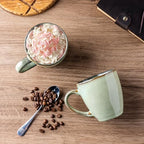 GBhome Ceramic Coffee Mugs Set of 4, 12oz Stoneware Coffee Mugs Set For Dad Mom Women MEN, Light Weight Ceramic Coffee Cups for Latte/Tea/Beer/Hot Cocoa, Dishwasher & Microwave Safe, Pastel Green - Image 3