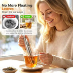 Stainless Steel Tea Diffuser with Hook, Extra Fine Mesh Tea Strainer for Loose Leaf Tea, Reusable Pipe Tea Infuser and Steeper for Cups, Coffee, Herbs, Spices, Seasonings, 1 Piece - Image 3