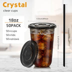 Ziliny 50 Sets 18oz Black Plastic Cups with Lids and Straws Disposable Cups - Image 3