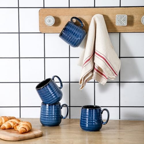 Hasense Small Coffee Mugs 8 oz, Ceramic Cappuccino Cups Set of 4, Espresso Mug with Handle for Latte, Tea, Milk and Mocha, Mini Cups for Gift, Dishwasher & Microwave Safe, Blue - Image 5