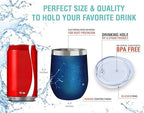 CHILLOUT LIFE 12 oz Stainless Steel Wine Tumblers 4 Pack - Double Wall Vacuum Insulated Wine Glasses Cups with Lids and Straws Set Keeping Cold & Hot for Coffee, Beer, Ice Cream - Blue Sparkle - Image 3