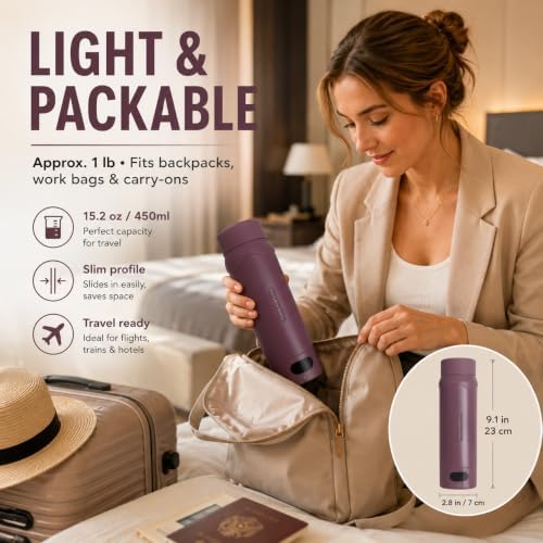 Travel Electric Kettle, Insulated Water Bottle with 4 Temp, Black Cherry - Image 6