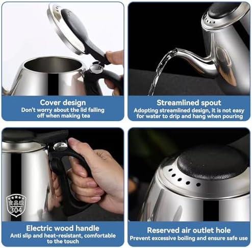 Tea Pot, Stainless Steel Small Teapot Gooseneck Kettle Tovetop Teapot Hot Water Heater Coffee Kettle for Stove Top Induction Hob(1.5L) - Image 6