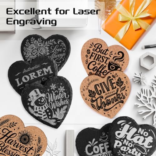 100PCS Heart Slate, Cork Drink Coasters Bulk for Laser Engraving - Image 4