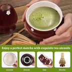 Matcha Tea Making Tool Set Elegant Matcha Whisk Set with Bowl Whisk Holder Scoop and Scoop Holder for Tea Lovers Present(dark red,5 pieces) - Image 3