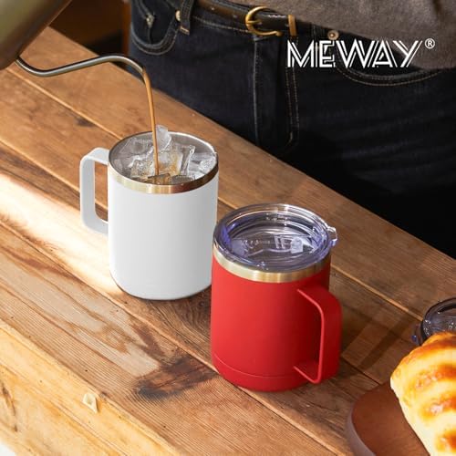 MEWAY 12oz Coffee Mug With Handle 8 Pack Bulk,Stainless Steel Insulated Travel Tumblers With Sliding Lid,Double Wall Vacuum Camping Cup for Hot & Cold Drinks Tea (Multicolor,Set of 8) - Image 6