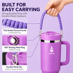 Farsea 40oz Insulated Stainless Steel Travel Tumbler with Handle & Straw - Image 4