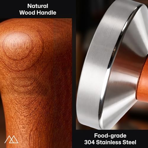 MADCHIEF 54mm Espresso Tamper Tool- Wooden handle & Stainless Steel Ground Coffee Tamper Barista Tool – Fits 54mm Breville Sage Espresso Machines Portafilter - Image 4