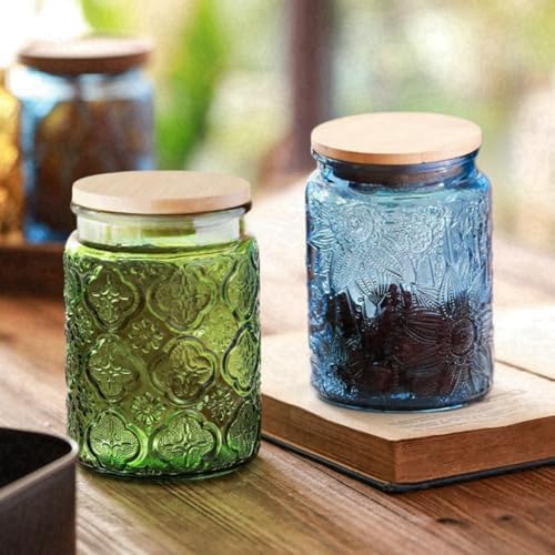 ANSQU 4-Pack Vintage Glass Jars with Airtight Lids, 23.7oz Coffee Canisters - Image 3