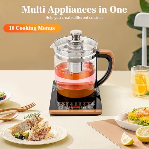 1.8L Electric Kettle 18 Menus Glass Kettle Tea Maker Machine Glass Teapot Electric Water Kettle with Temperature Control,110V,Brown - Image 4