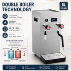 2500W Commercial Milk Frother and Steamer, 2.1Gal Stainless Steel Milk Foam Machine with Steam Wand for Latte, Cappuccino, Coffee Shop, Silver - Image 4
