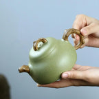 Tea Kettle Tea Pot Chinese Creative Purple Sand Green Clay Teapot Household Tea Ceremony Supplies Handmade Coffee Pot Travel Portable Teapot Teapot for Infuser Tea Kettle 300ml Tea Pot for Stove - Image 4