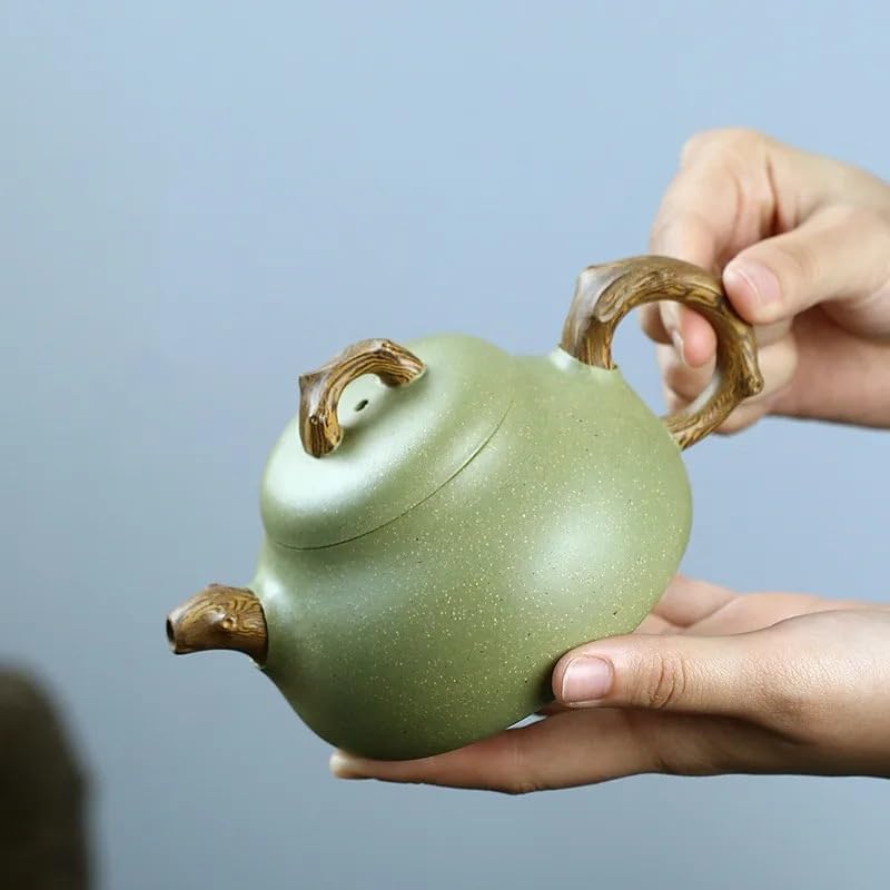 Tea Kettle Tea Pot Chinese Creative Purple Sand Green Clay Teapot Household Tea Ceremony Supplies Handmade Coffee Pot Travel Portable Teapot Teapot for Infuser Tea Kettle 300ml Tea Pot for Stove - Image 4