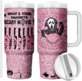 Horror Scary Face Halloween Tumbler for Women Girls Spooky Vibes 30oz by Equoza