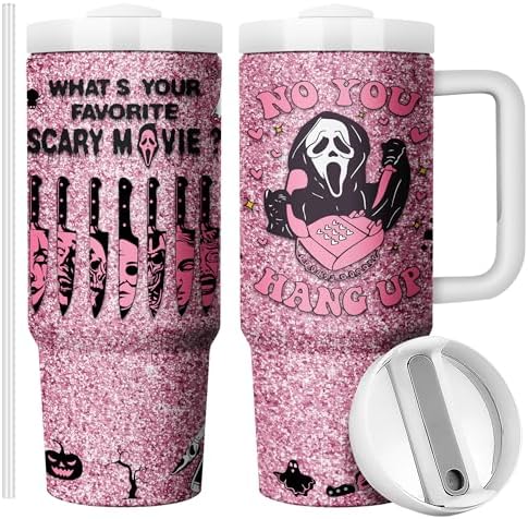 Horror Scary Face Halloween Tumbler for Women Girls Spooky Vibes 30oz by Equoza