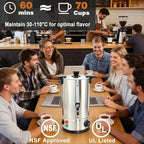 70 Cup Coffee Urn, 10L Commercial Coffee Maker, Double Wall Stainless Steel - Image 7