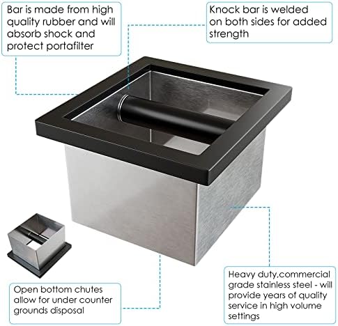 SANTOW Bottomless Knock Box Chute, Open Bottom Knock Box Chute, Built-in Desktop Waste Bucket, 3.2L Stainless Steel Bottomless Knocking Residue Box for Home, Cafe, Restaurant and Hotel Use - Image 3