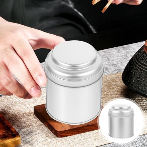 VALICLUD 6Pcs Tea Tin Canisters with Airtight Double Lids, Metal Food Storage Containers for Loose Leaf Tea and Candy, Household Kitchen Storage Jars in Frosted Silver - Image 5