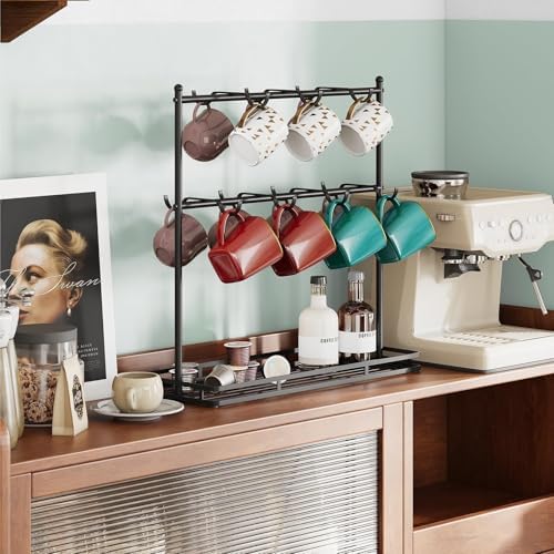 Cup Rack Coffee Mug Holder Countertop 14-Hook Tree Rack Display Stand Organizer - Image 3