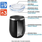 HASLE OUTFITTERS 12oz Wine Tumbler with Lid Stemless Wine Glasses Double Wall Vacuum Travel Mugs stainless steel Coffee Cup for Cold & Hot Drinks Wine Coffee Cocktails Beer 12 Pack Black - Image 5