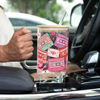 Sip-Sip Hooray! 40oz Retro Country Western Love Song Cassette Tapes Glass Tumbler with Lid and Straw Beverage Drinkware Drink Tumblers Mug Bottles - Image 5