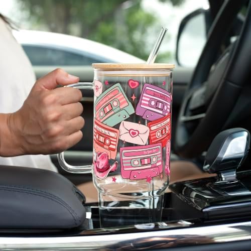 Sip-Sip Hooray! 40oz Retro Country Western Love Song Cassette Tapes Glass Tumbler with Lid and Straw Beverage Drinkware Drink Tumblers Mug Bottles - Image 5