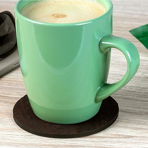 Coasters for Drinks 4 Pcs Cork Vegan Round Edge Sturdy Light Weight Drink Coaster with Holder Table Housewarming Home Kitchen Decor Gift Set for Women Men Brown Color - Image 2